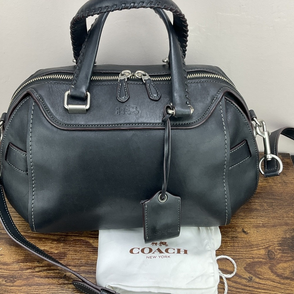 Coach Ace Black Glovetanned Leather Satchel Whipstitch 37017